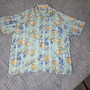 Tommy Bahama Floral Hawaiian Camp Shirt Silk Vtg Men's Size 2XLarge
